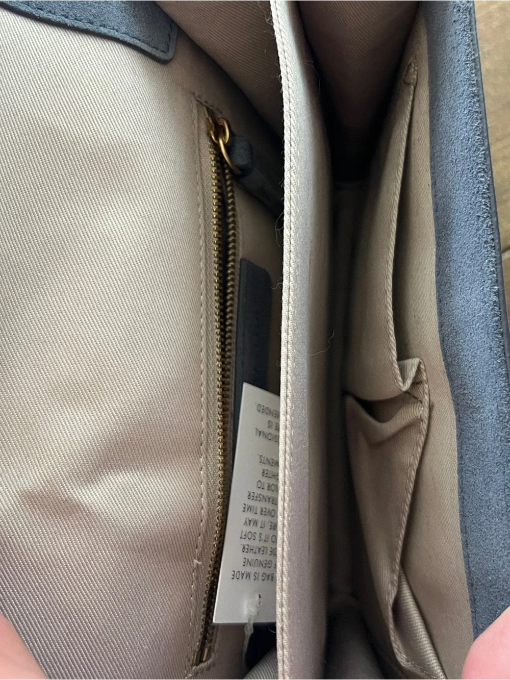 Ann Taylor grey suede envelope crossbody bag with gold chain